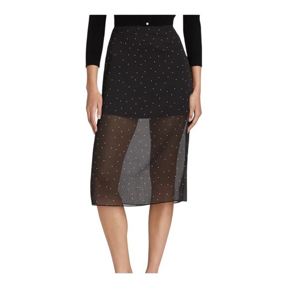 Vince Dresses & Skirts - Vince dot sheer silk blend midi skirt black size 14